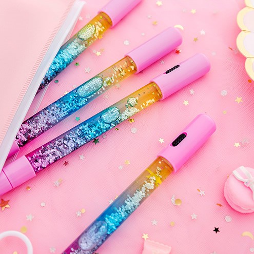 

Pena Glitter Neon Light Pink Pulpen Tinta Gel Hitam