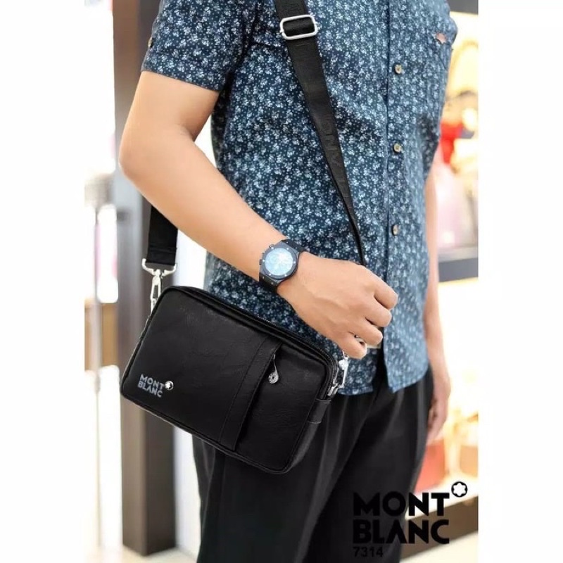 Selempang + Handbag tangan montblanc pria&amp;wanita 2 fungsi