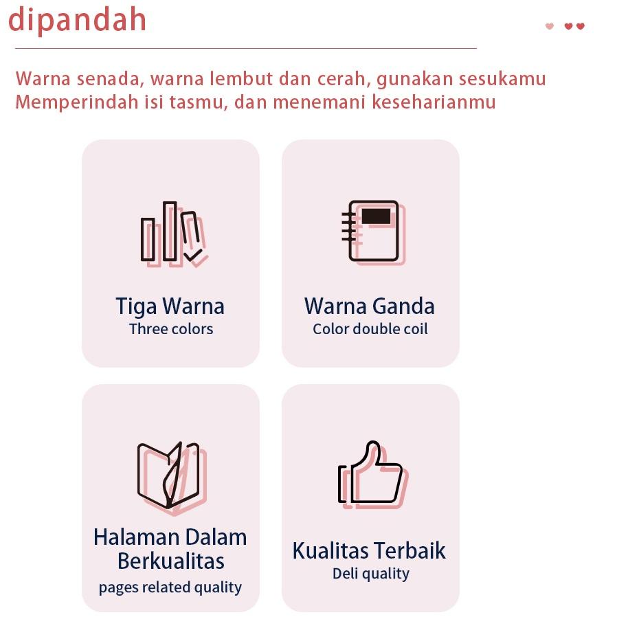

Ready Stok KCD8C Deli Spiral Buku Agenda / Planner Diary Book A5 60 lembar kertas 3 Warna, Tali Karet Pengait 24200 73 Dijual