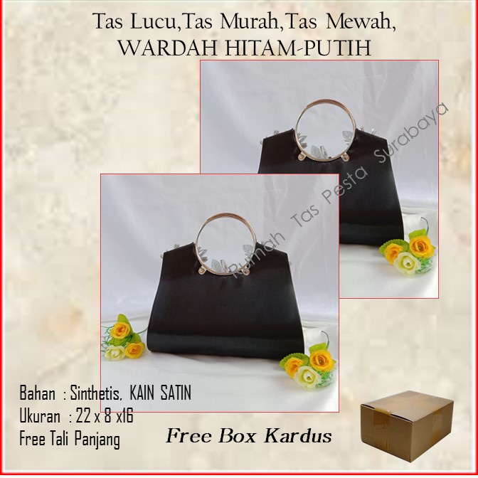 Tas Satin,Tas Clutch,Tas Seserahan,WARDAH HITAM-PUTIH