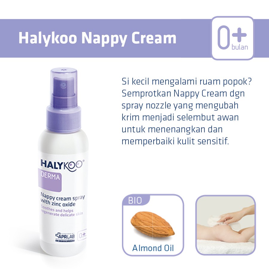 HALYKOO Nappy Cream Spray with Zinc Oxide - 0 Months + 100ml