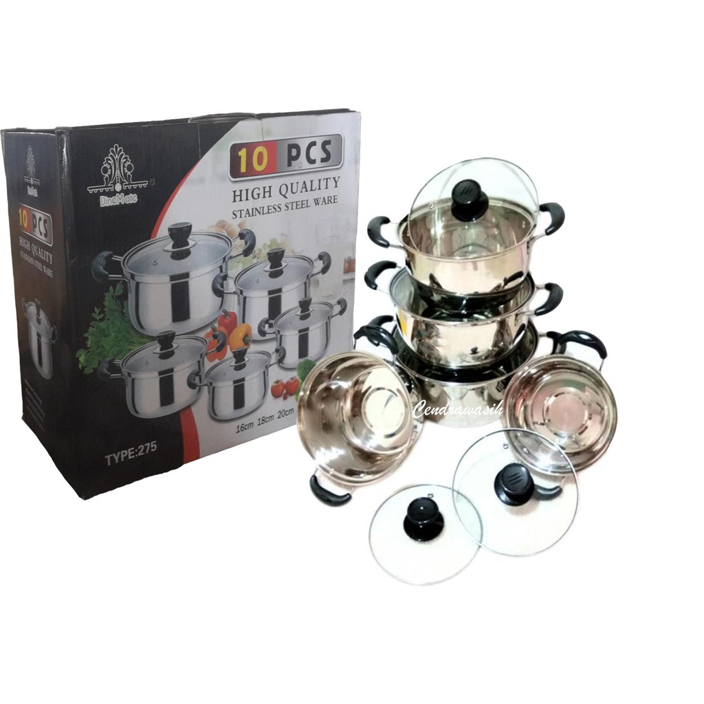 Panci Set Stainless Steel 10 Pcs