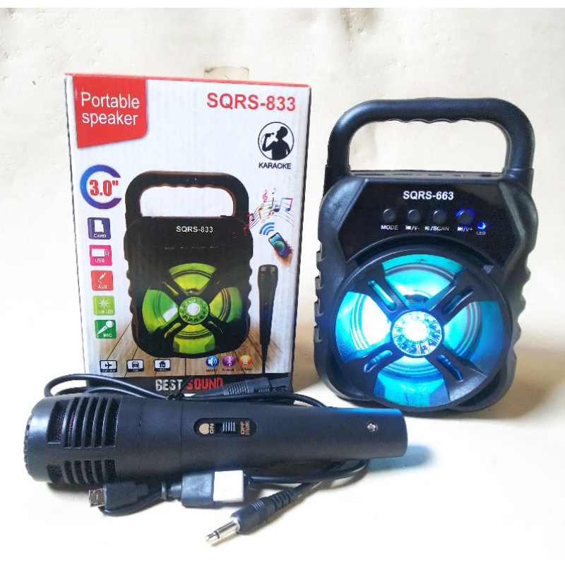 SQRS-833 SPEAKER BLUETOOTH MINI PLUS MIC KARAOKE MEGA BASS