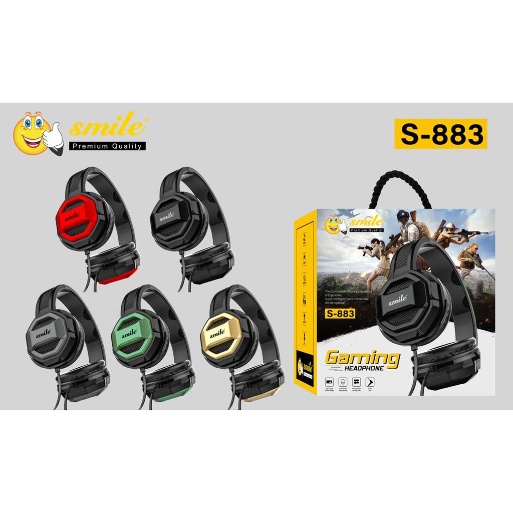 NEW PRODUCT Headset Bando Earphone Gamer Headphone Bando Gaming Handsfree Free Kabel Komputer Smile