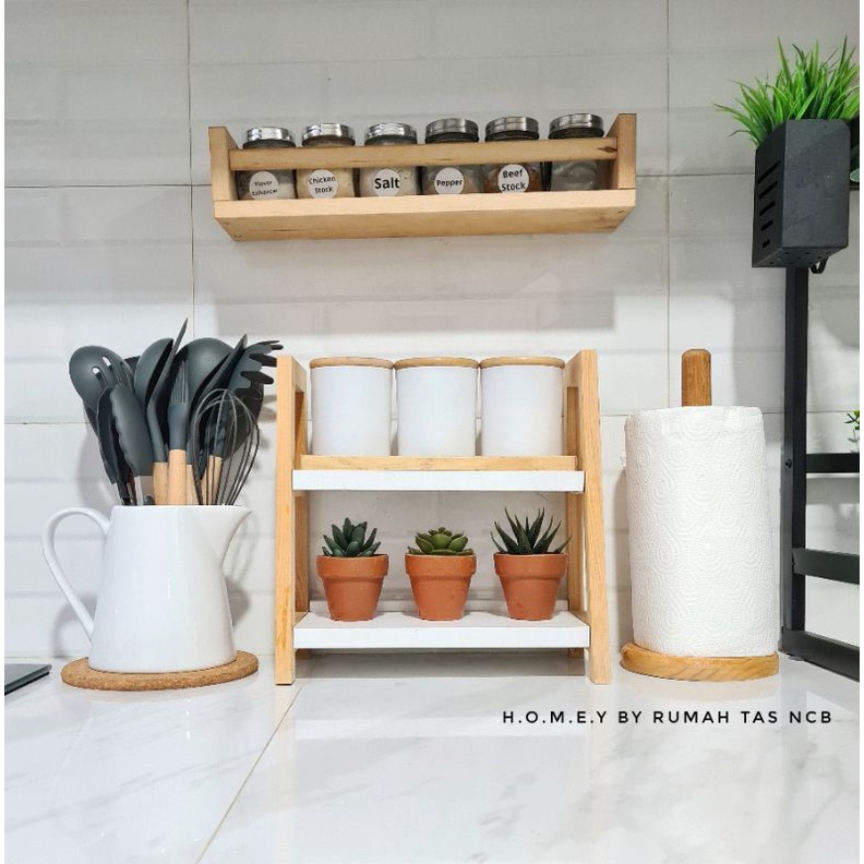 1 set tempat bumbu + tatakan aesthetic / toples bumbu estetik / toples kedap udara / toples kaca ser