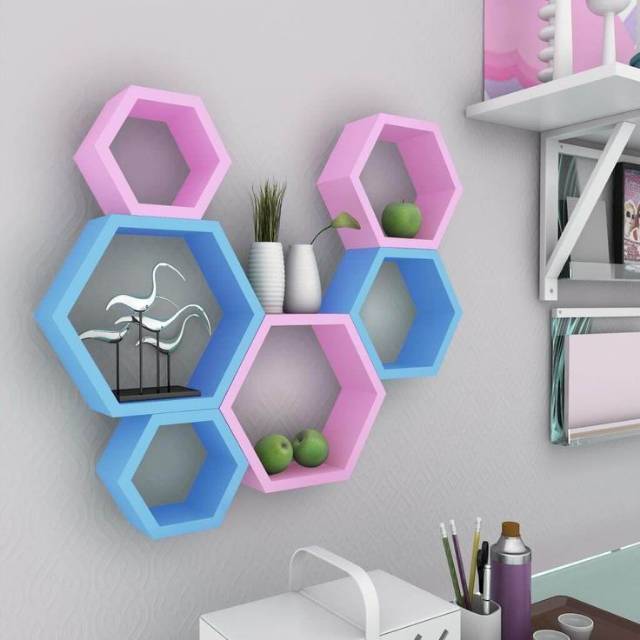 RAK DINDING HEXAGONAL 6 PCS