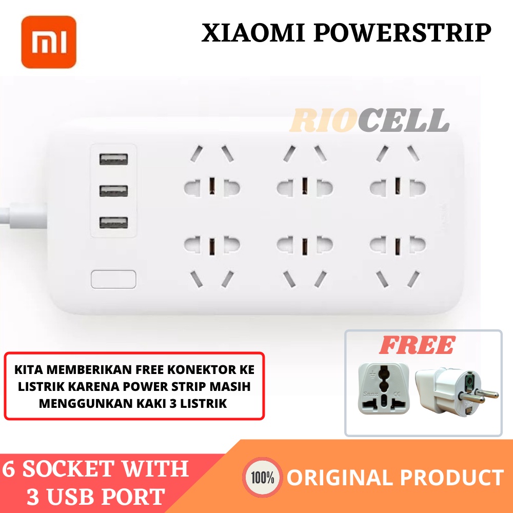 Xiaomi Power Strip 6 socket 2500W &amp; 3 USB Port 15W Original