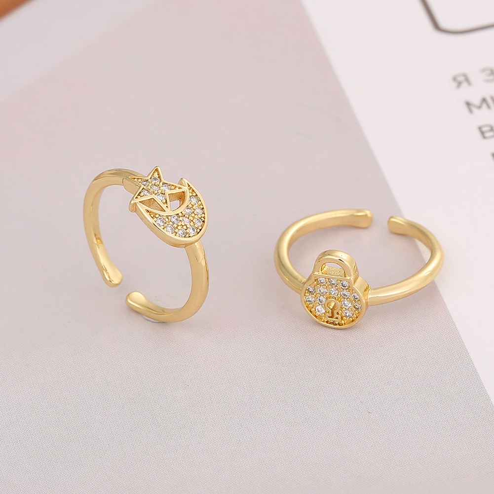Aksesoris kunci bintang bulan aksesoris cincin kecil cincin baru snap Jalan perhiasan wanita