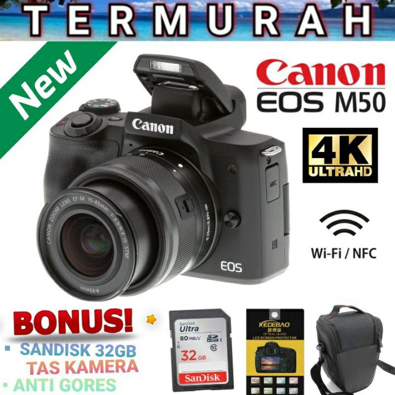 CANON EOS M50 LENSA 15-45MM IS STM BARU GARANSI 1 TAHUN