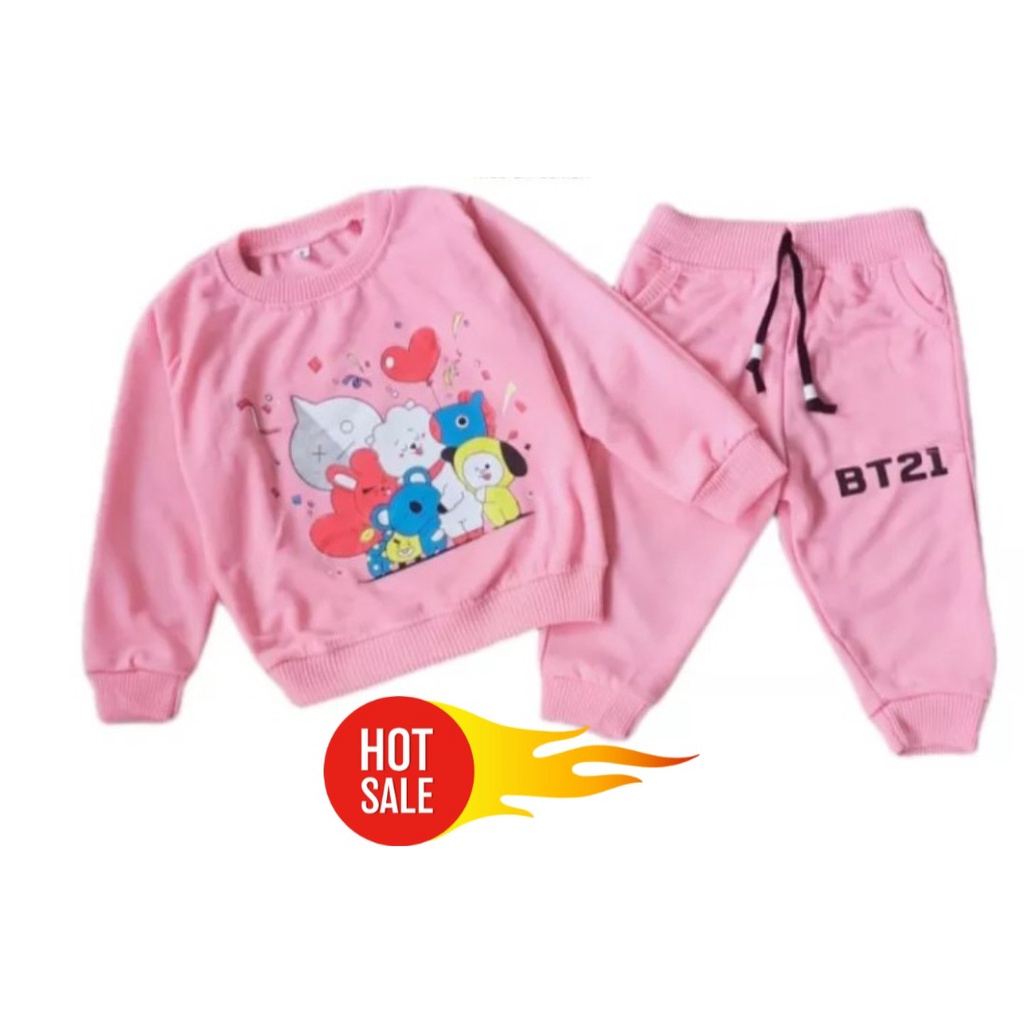 BT21 SETELAN ANAK PEREMPUAN 1-6 TAHUN/SETELAN BT21 TERLARIS DAN MURAH