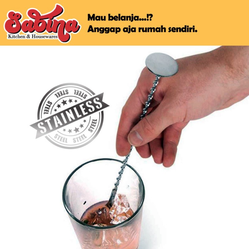 Sendok Aduk Bartender Teaegg Cocktail Mixing Spoon 22cm