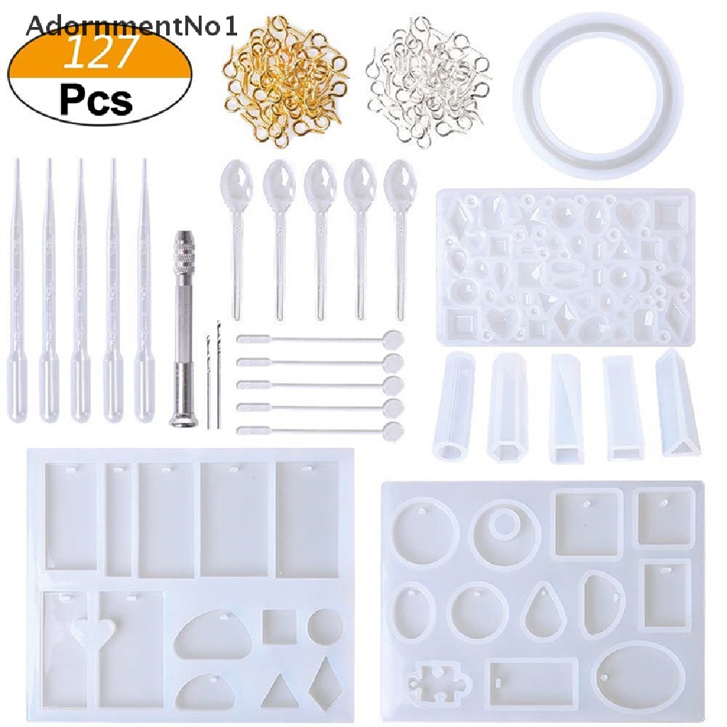 (AdornmentNo1) 127pcs / Set Cetakan Resin Bahan Silikon Untuk Membuat Perhiasan DIY