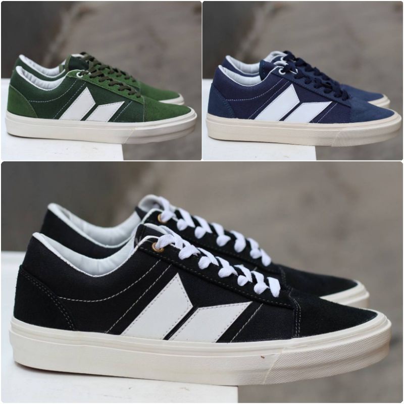 Sepatu Macbeth Black White Army Green Sneakers Pria