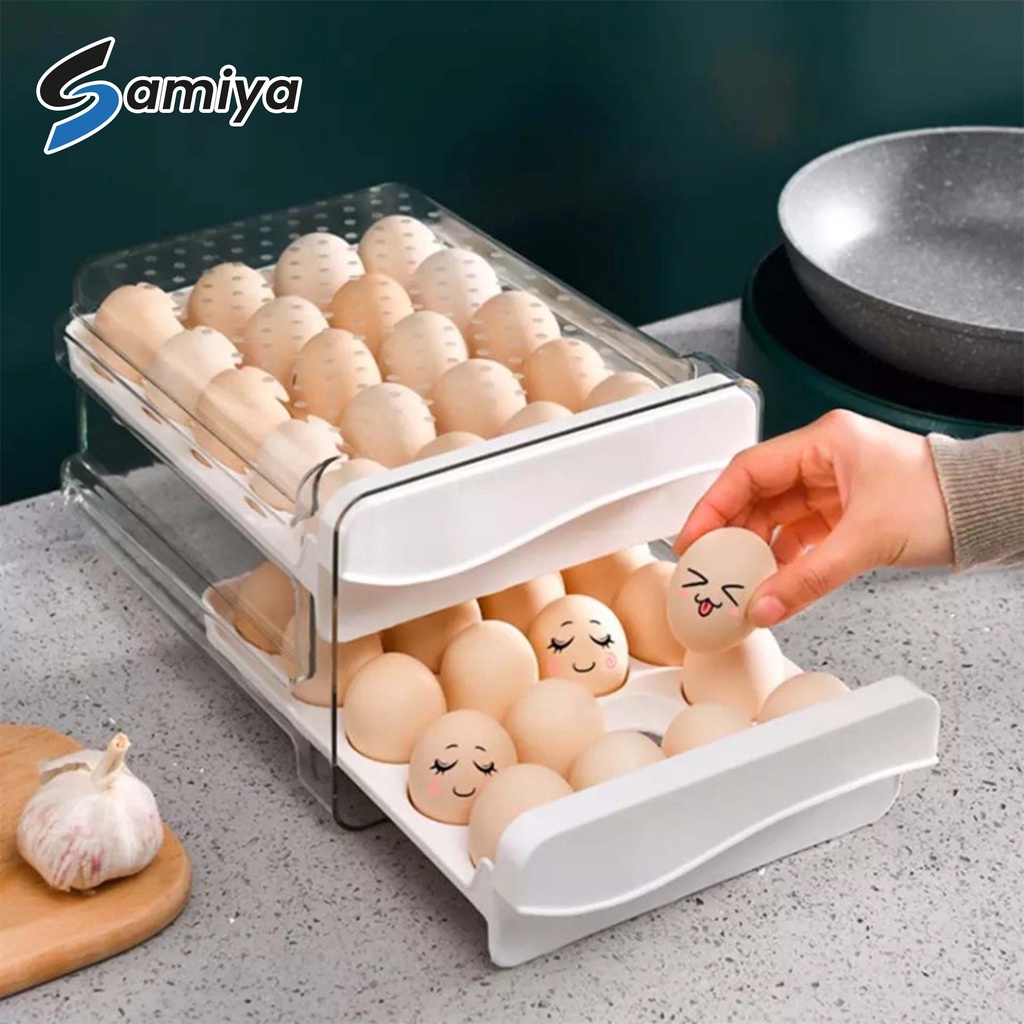 egg storage box container tray fridge / tempat penyimpan telur / kotak box menyimpan telor