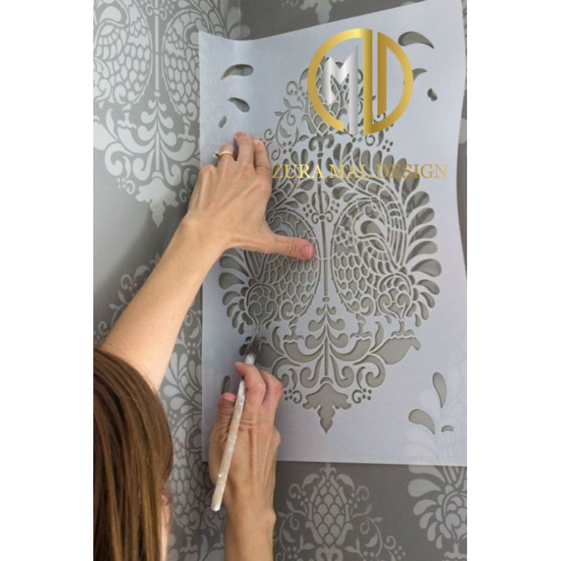 

stencil motif batik burung phonik cetakan kusus cet dinding