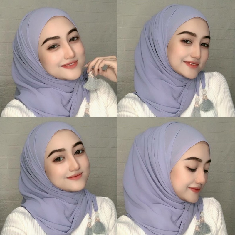 HIJAB JILBAB KERUDUNG PASHMINA CERUTY TASSEL