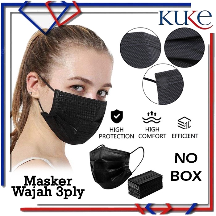 Jual Masker Hitam 3ply / Masker 3Ply Hitam/Masker Warna Hitam/Masker ...