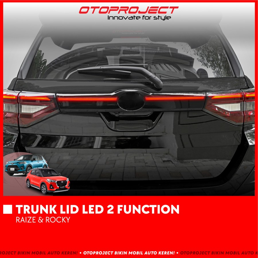 TRUNKLID RAIZE ROCKY LED 2 FUNGSI GLOSY BLACK