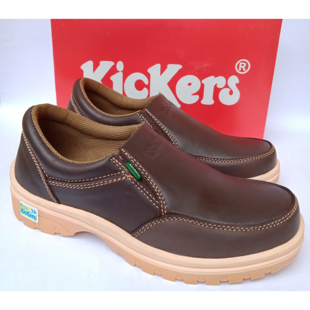 Jual Sepatu Kickers Kulit Pria Asli Original Casual Santai Kasual Slip