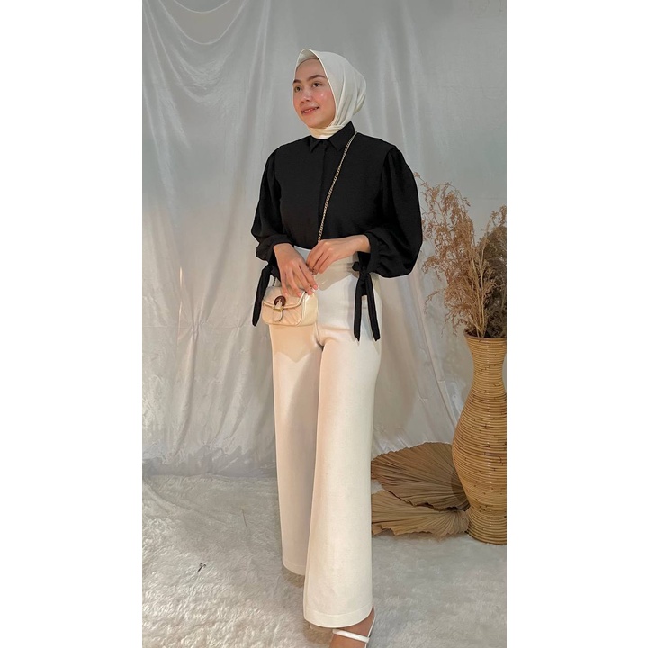 CLEARANCE SALE 50ribu Mina Blouse Crinckle Atasan Wanita Kemeja Airflow Baju Muslim Outfit Korea Lengan Balon