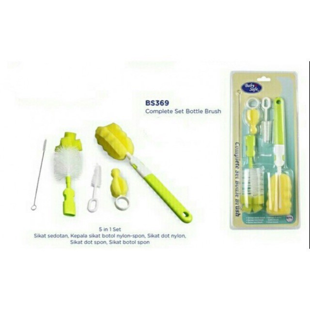 homimart I BABY SAFE Complete Set Bottle Brush BS369 (Sikat Pembersih Botol Susu Anak Bayi)