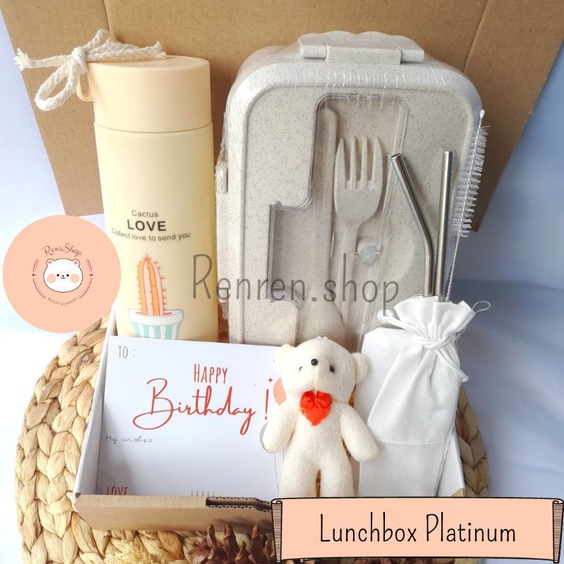 Ready - Hampers Lunch Box Set Hampers Kotak Makan Hampers Tumbler Kaktus Kado ulang tahun cowok cewek premium