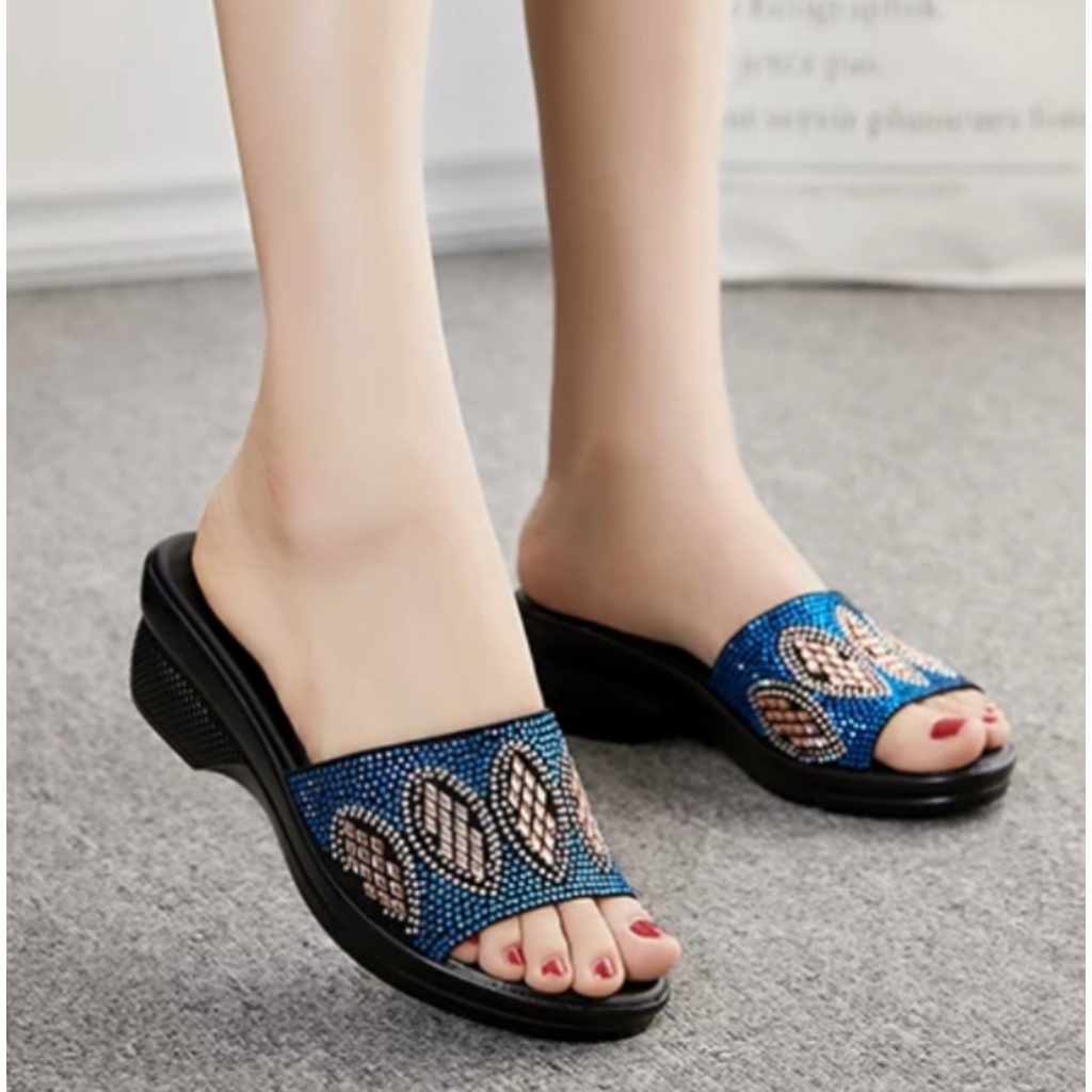 Sandal wedges wanita import terbaru lutton