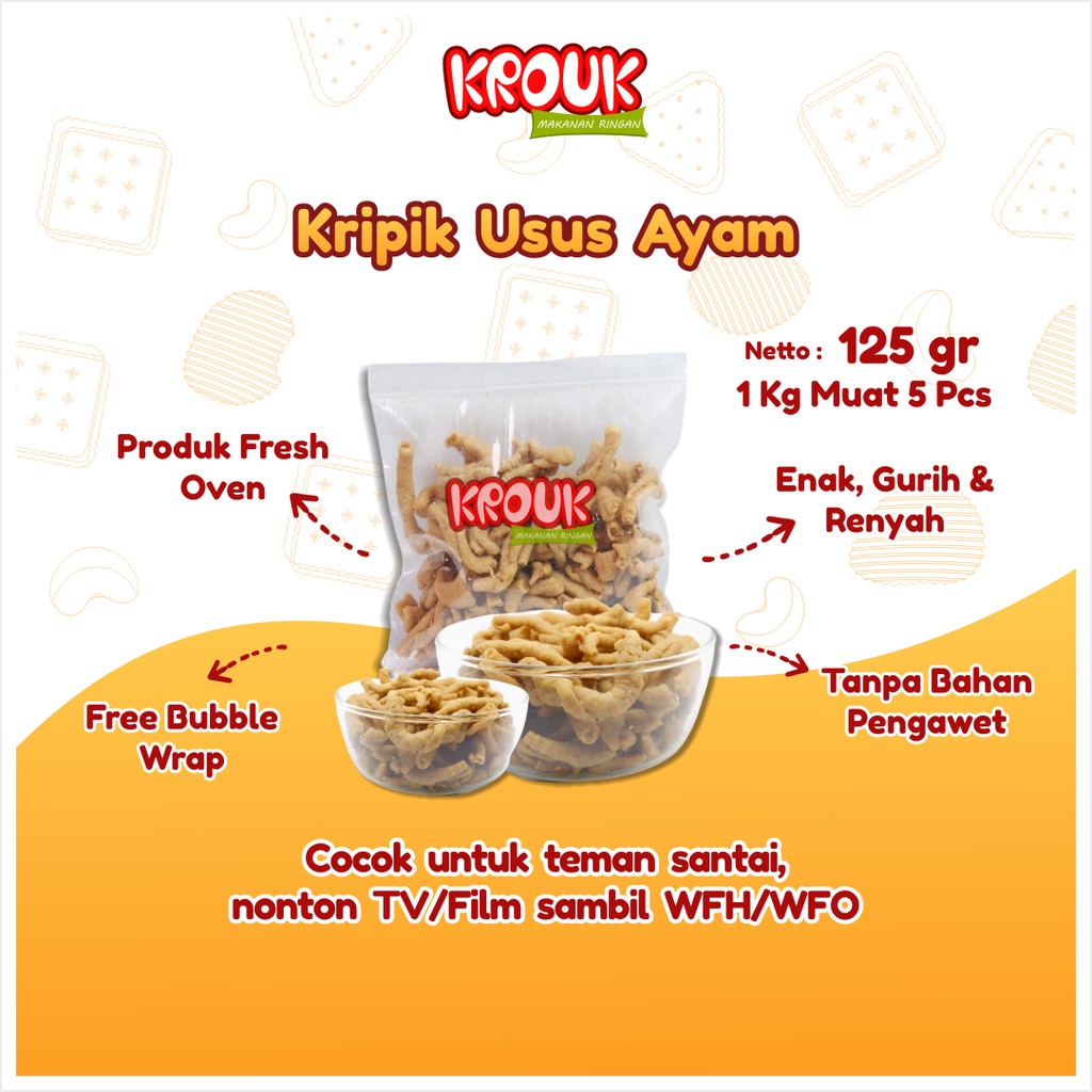 

Krouk Snack Keripik Usus Ayam Cemilan Murah Makanan Ringan Anak Dewasa Lainnya Renyah Gurih Jajanan Kekinian Kiloan Halal 125 Gr