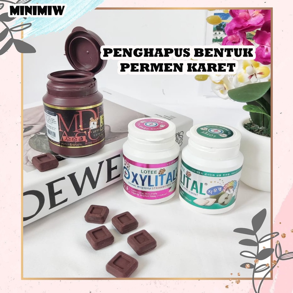 PENGHAPUS PERMEN KARET XYLITAL (1 BOTOL ISI : 10 PCS PENGHAPUS) UNIK BUBBLE GUM SETIP SETIP ERASER