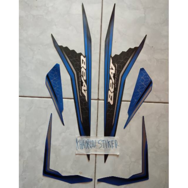 Striping stiker beat biru hitam iss idling stop 2020