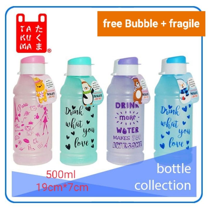 BOTOL TAKUMA BULAT 500ml TUTUP FLIP TOP/BOTOL MINUM PLASTIK BPA free