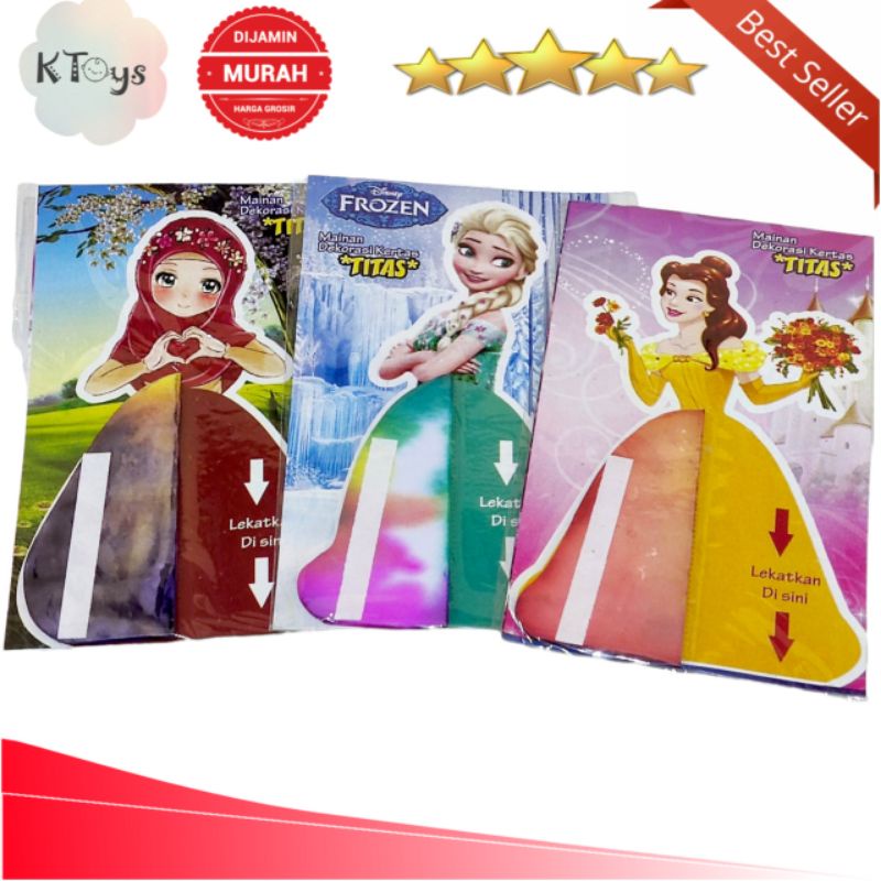 mainan anak perempuan boneka kertas jadul paper doll dengan gaun 3D berdiri