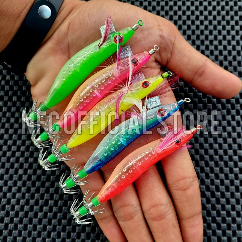 Umpan pancing cumi bentuk udang Egi 2.0 (10 cm 9 gram) GID Glow in the dark