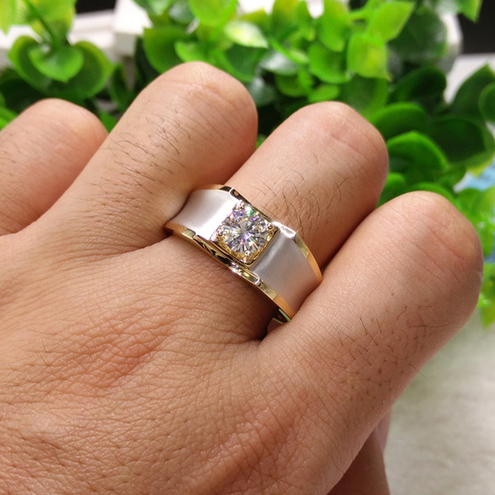 Kristal Berlian Emas Perak Baja Titanium Pria Wanita Fashion Perhiasan Cincin Pertunangan Gold Couple Rings