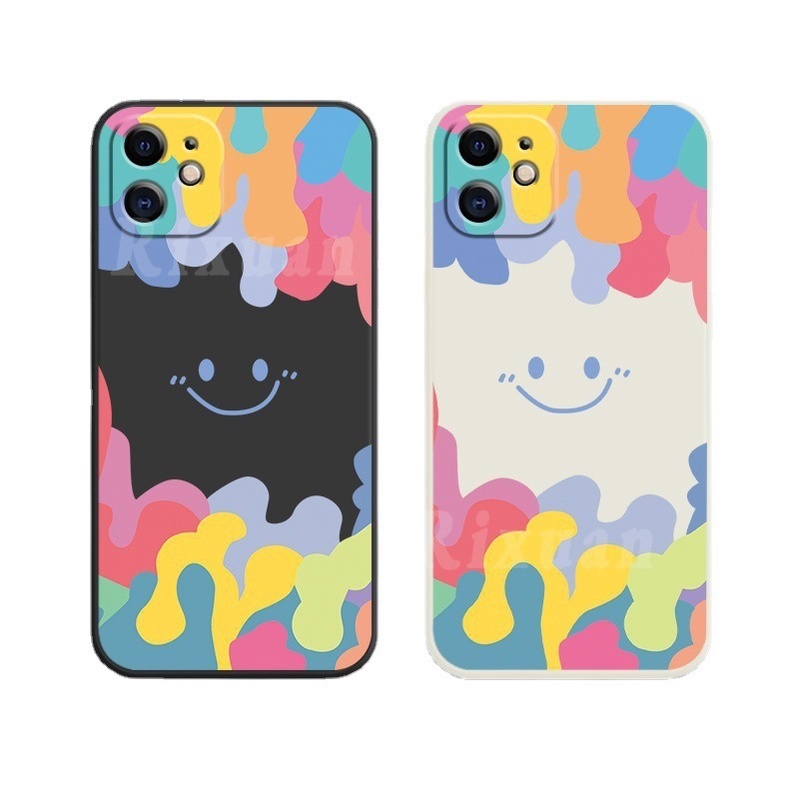 Casing OPPO A16 A15 A15S A53 2020 A33 A54 A5S A12 A92 A5 2020 A31 A3S A37 A37F A59 F1S A1K A11K F11 F9 F7 OPPO Reno 6 Reno 6Z Reno2F Reno 5F Reno 4F Gradient Ice Cream Color Smiley Square Silicone Soft Phone Case Rixuan