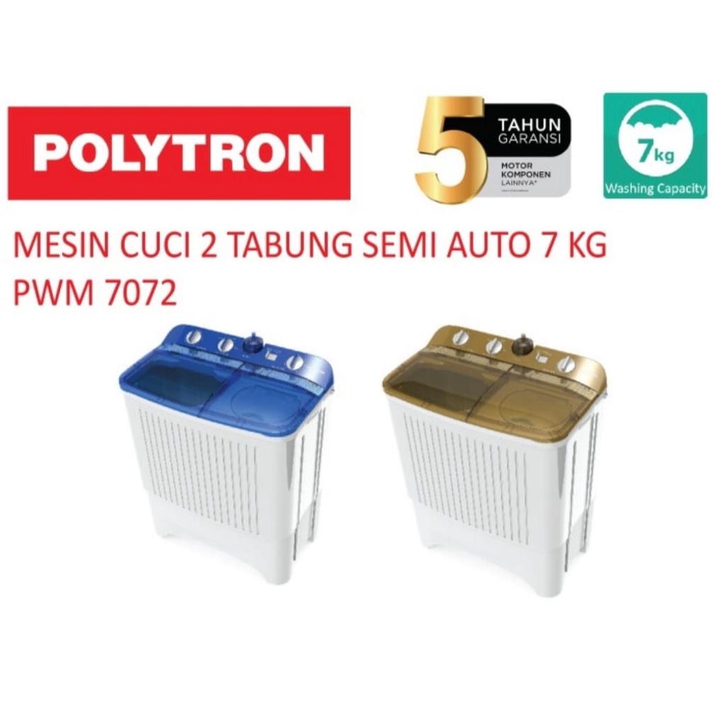 Mesin Cuci Polytron 2 Tabung PWM-7072 Transparant