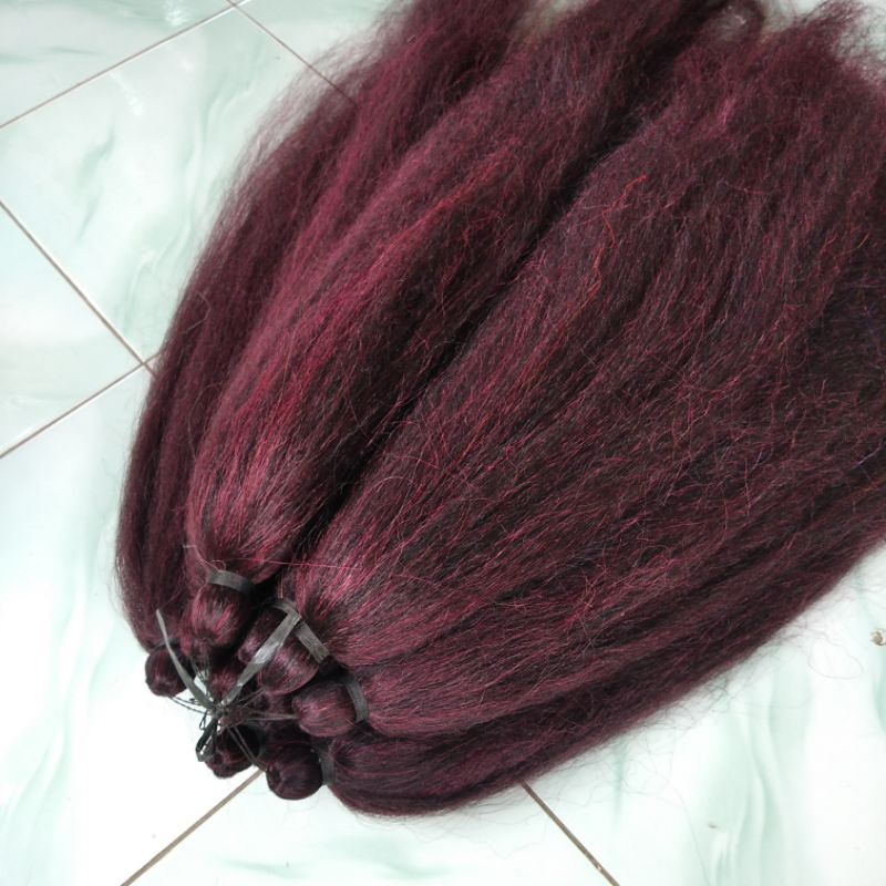 RAMBUT CEMARA WARNA MIX MAROON / RAMBUT SAMBUNG PANJANG 70CM
