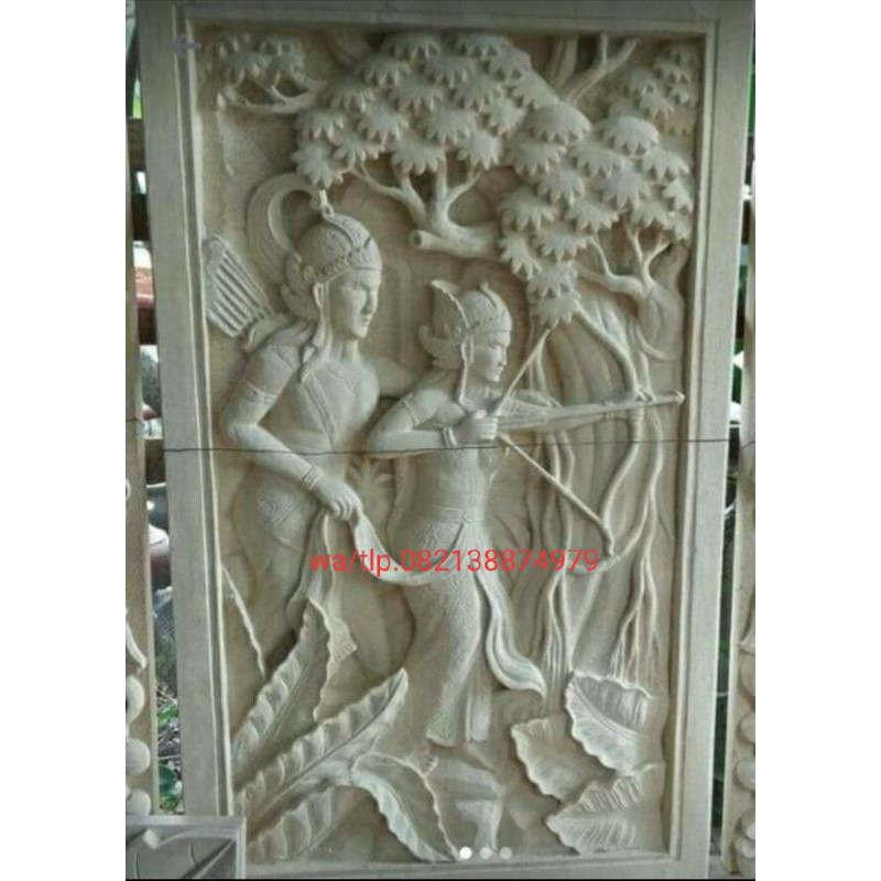 relief batu alam motif rama sinta