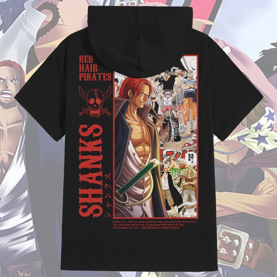 T-shirt Hoodie Red Force Shanks Anime Manga One Piece Premium Unisex