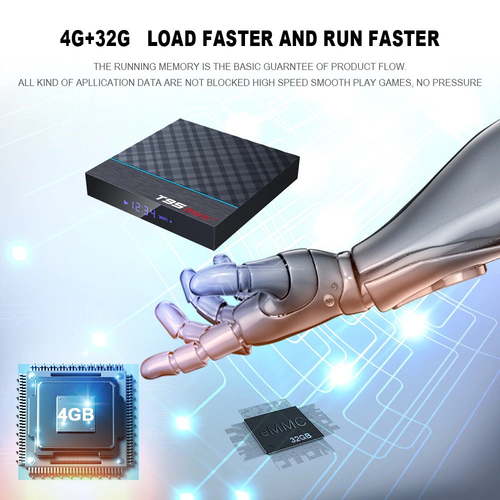 T95 MAX PLUS - Android 9.0 Smart TV Box 8K Display - RAM 4GB ROM 32GB