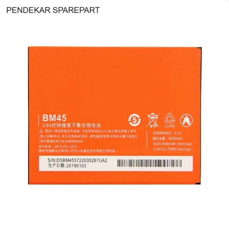 Baterai Original 100% Xiaomi Redmi Note 2 Redmi Note 2 Prime BM45 BM 45 ORI Battery Batu Batre Batra