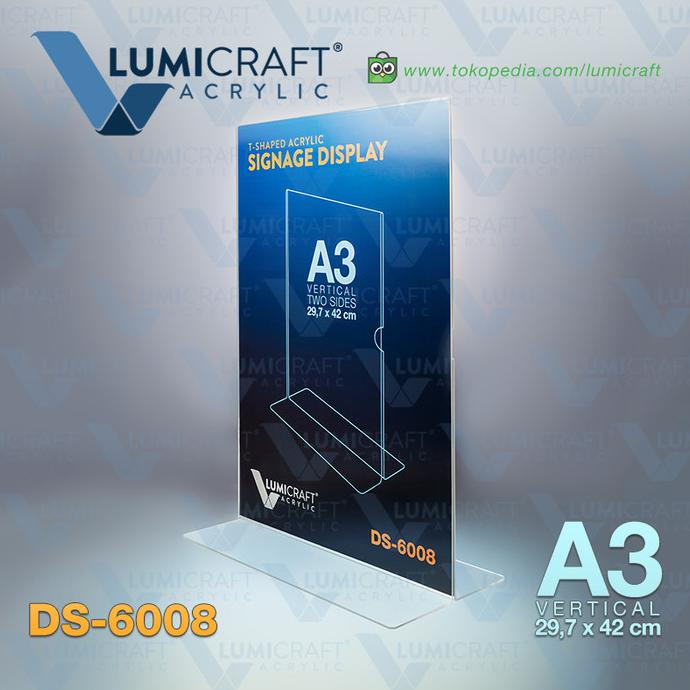 

Office & Stationery | Document Organizer | Signage Display Acrylic Model T - A3 Vertikal Dua Sisi | Ds-6008 | Best Seller