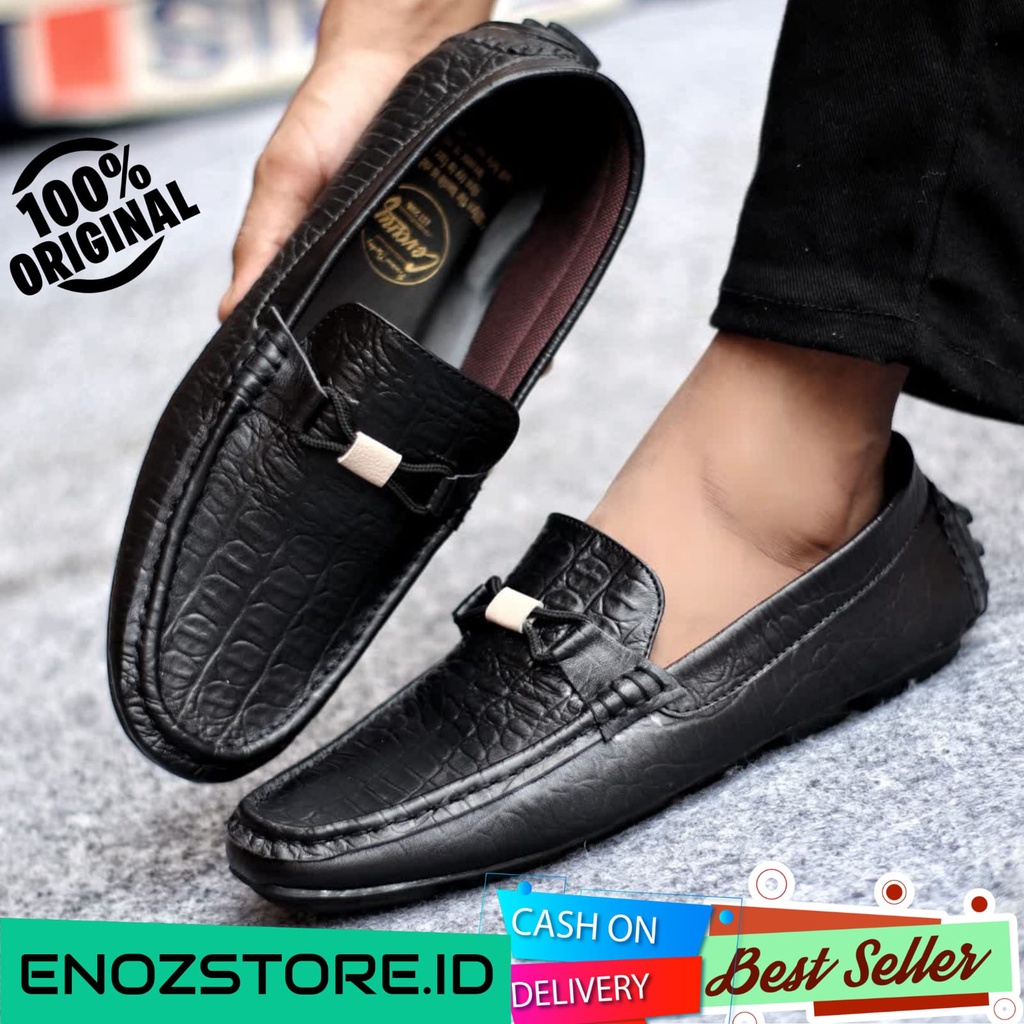 ENOZ X ZARCO - SLOP FORMAL ORIGINAL PRIA KULIT SAPI ASLI SLIP ON KASUAL KERJA SANTAI COWO SEPATU SANDAL CASUAL KEREN MODIS ORI