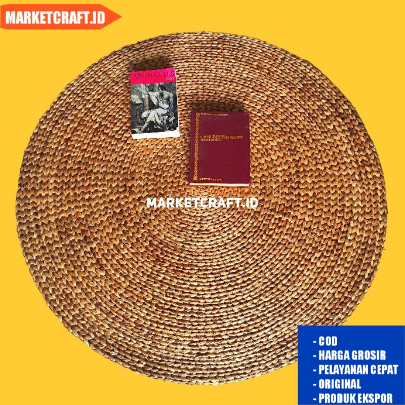 Karpet aesthetic/Karpet anyaman eceng gondok/karpet bulat/Karpet ruang tamu/dekorasi cafe