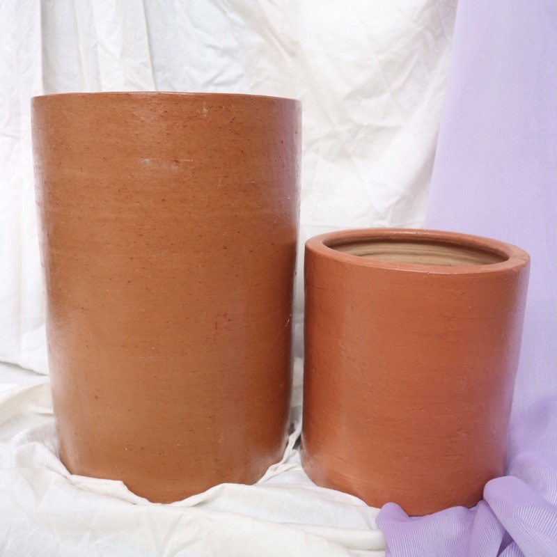 Pot Teracotta Tabung, Teracotta Silinder, Terakota Tabung, Pot Terakota Silinder, Pot Coklat