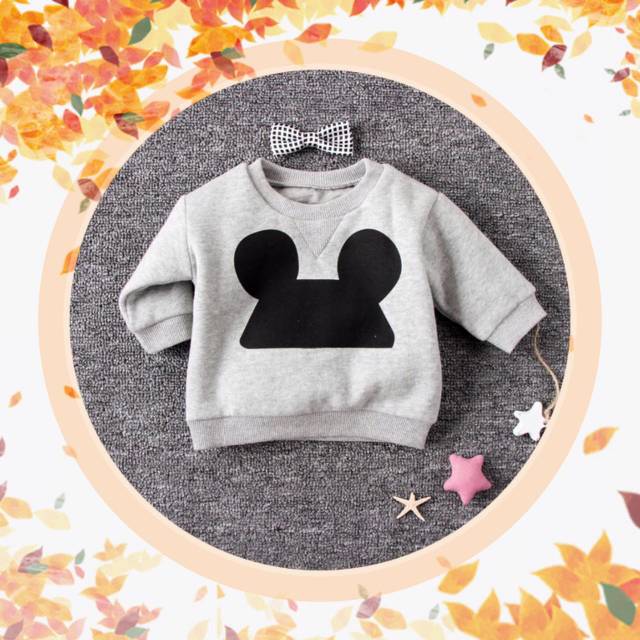 Baju Bayi Atasan Sweater Mickey Mouse Abu - Abu Newborn - 2 Tahun (Mickey Sweater)