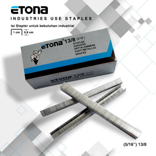 Staples Etona 13/8 mm Isi staples untuk Isi Stapler Tembak/Gun Tacker