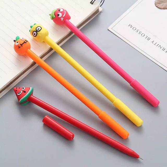 

Pen lucu, pen motif buah, pen karakter, gel pen