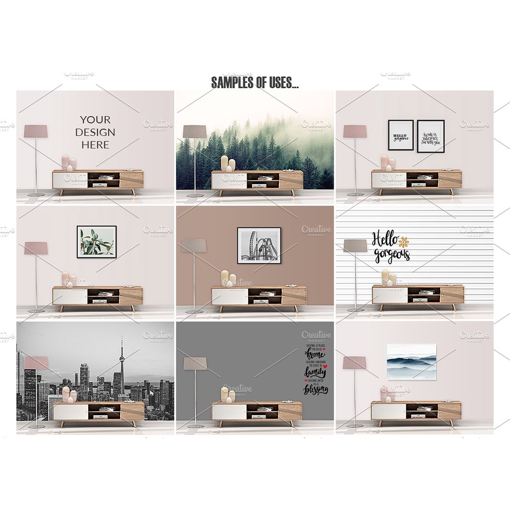 Room Mockup Wall And Frame Bundle 7 - Photoshop