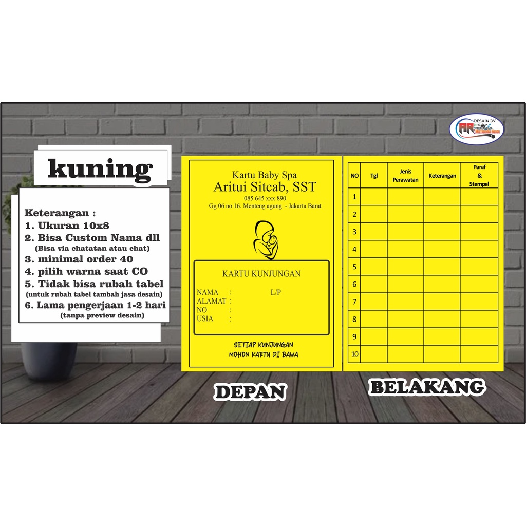 

Kartu Kunjungan baby Spa custom